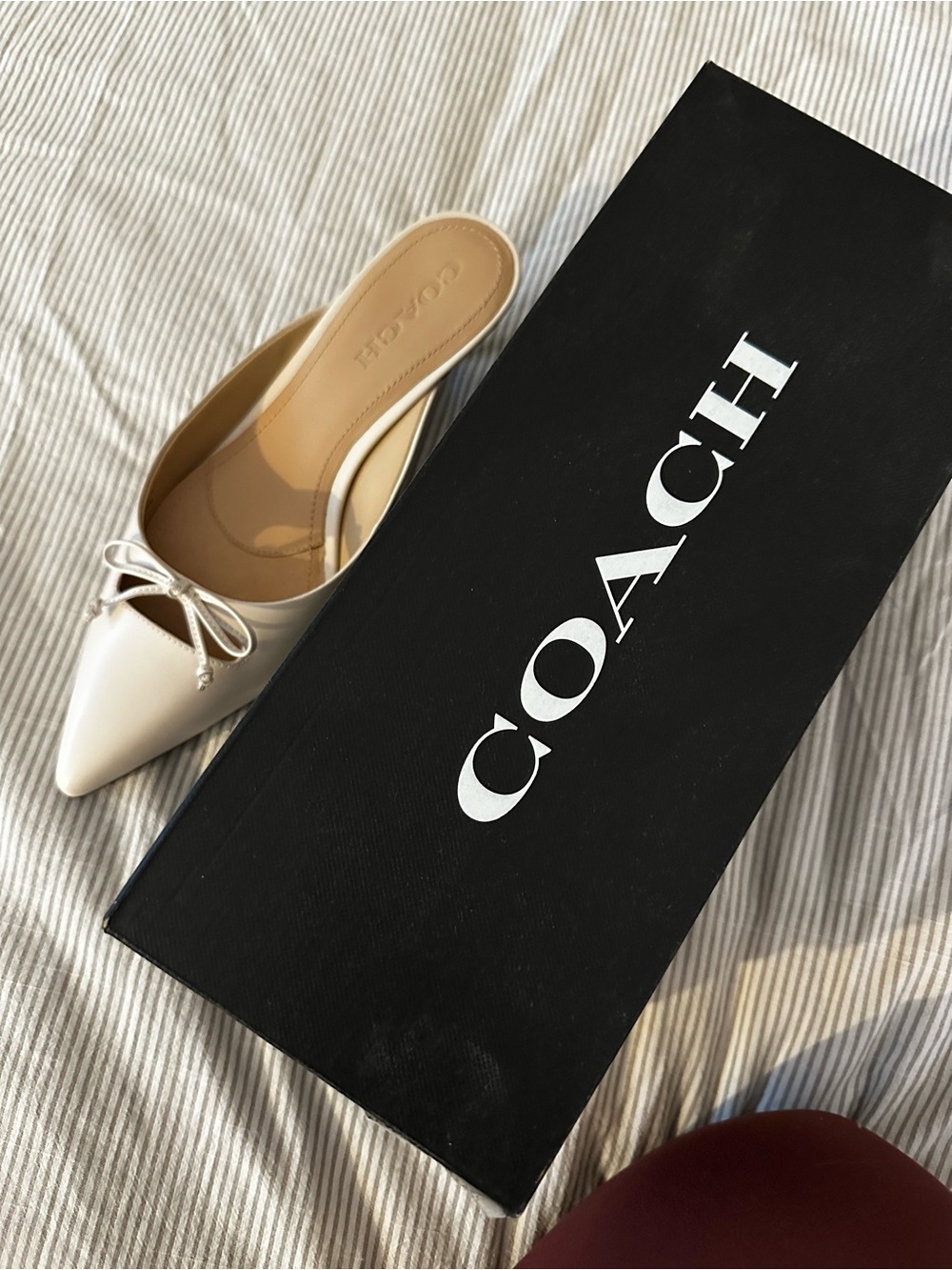 Coach Pointed Bow Slip-On Mule in Ivory - Picture 3 of 5